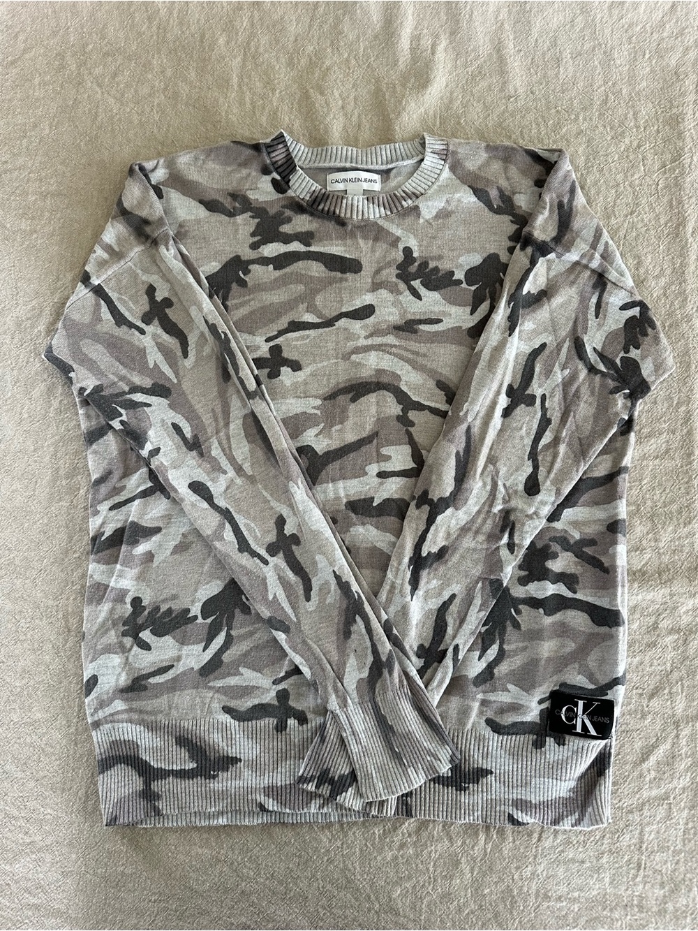 Calvin Klein Gray Camouflage Crewneck Sweater
